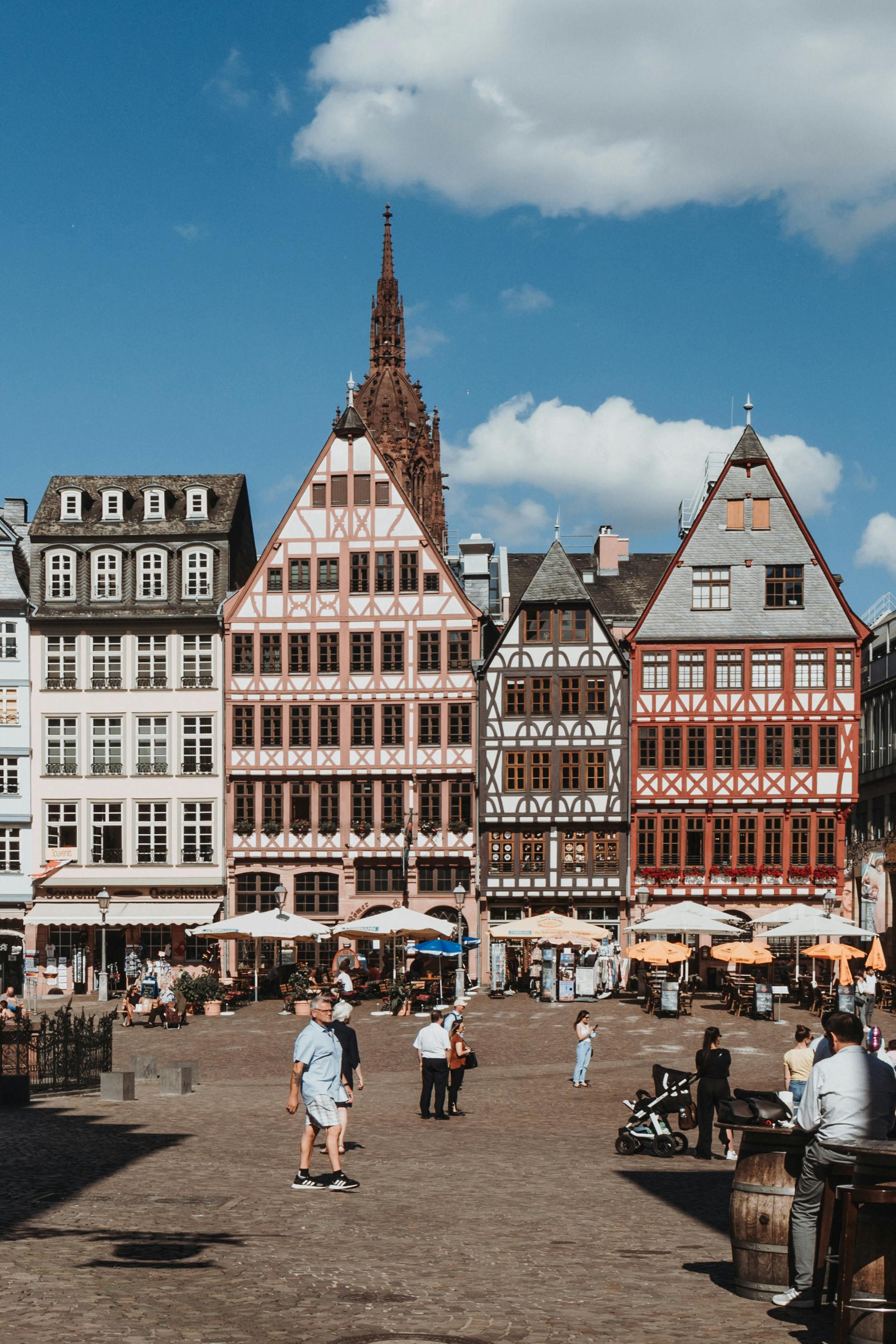 Discover the financial hub of Frankfurt, where ancient landmarks harmoniously coexist with modern skyscrapers.